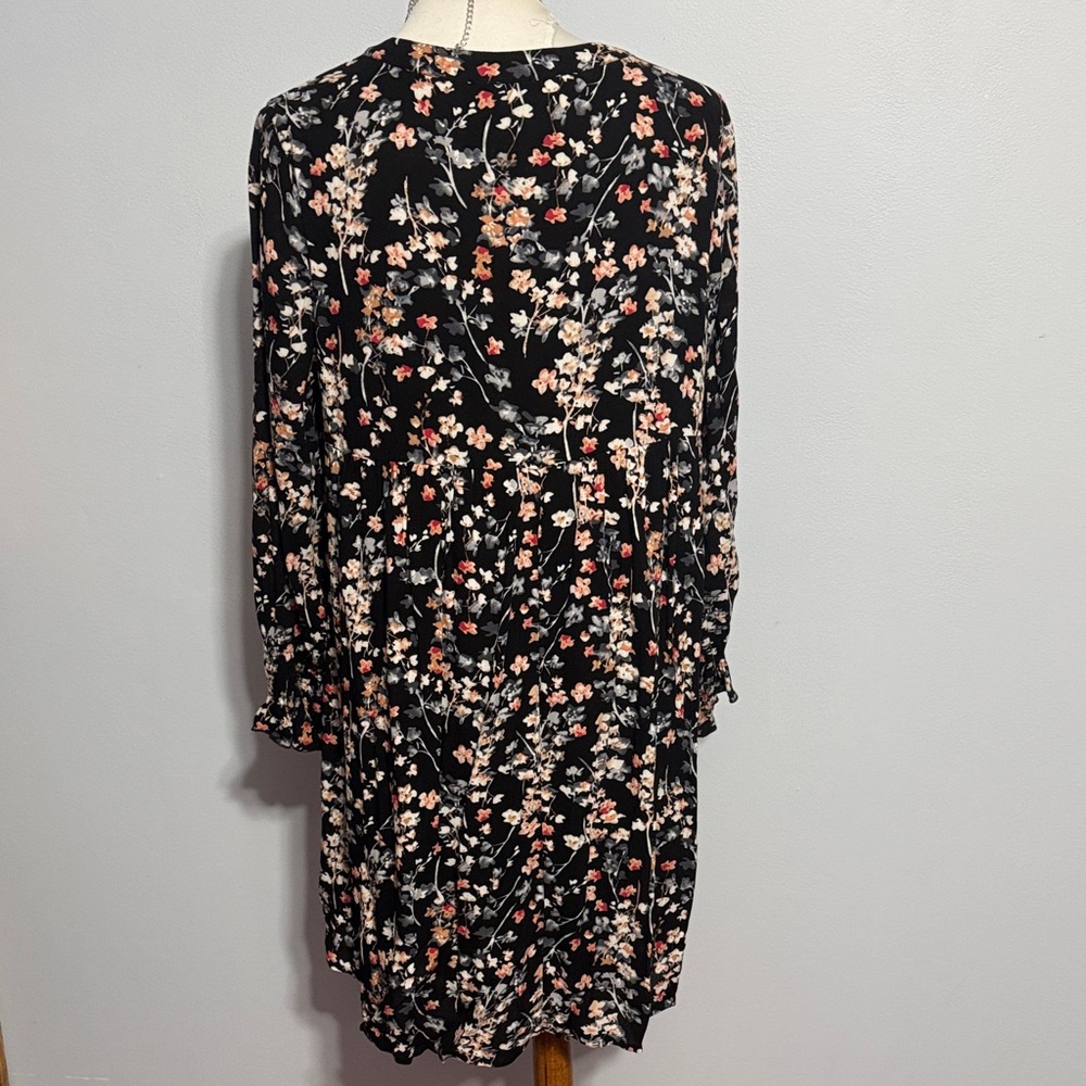 JODIFL Black Floral Long-Sleeve Babydoll Dress - Picture 5 of 5